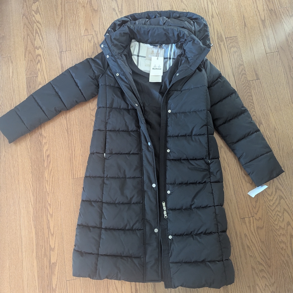 Barbour Black Puffer Jacket Quilted Winter Coat
